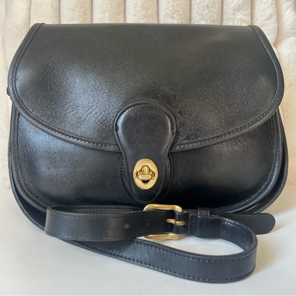 VTG Coach 90’s Prairie #9954 Turnlock Crossbody Black Leather Bag Purse - Picture 15 of 15